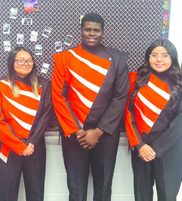 The 2023-2024 Pride of Schulenburg Drum Majors and Head Section Leader have been selected. Pictured (from left) are Head Drum Major Yahaira Guerrero; Assistant Drum Major Rogerick H. Walton; and Head Section Leader Shalanie Olvera.