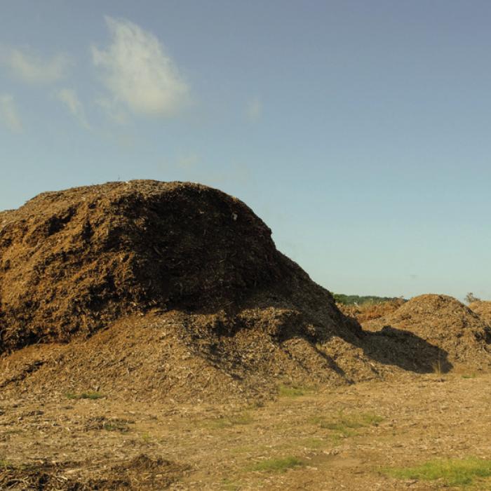 This is not some grand West Texas vista, but rather the growing county mulch pile, a service that is fast becoming too expensive and hard to manage, officials say. Photo by Andy Behlen