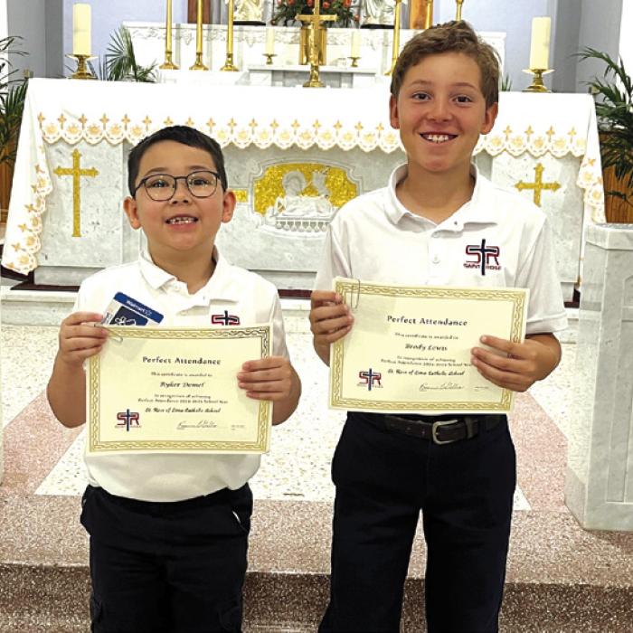 Perfect Attendance for the 2024-2025 School Year: Ryker Demel and Brody Lewis.