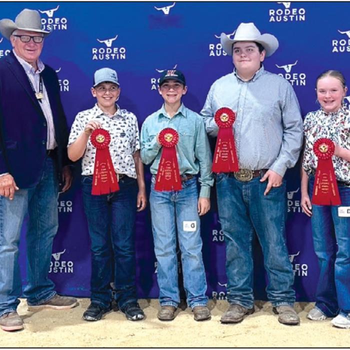 Reserve Champion Team: Rodeo Austin Representative, Hudson Holub, Crockett Guenther, Rilan Karisch, and Abigale Mc-Bride.