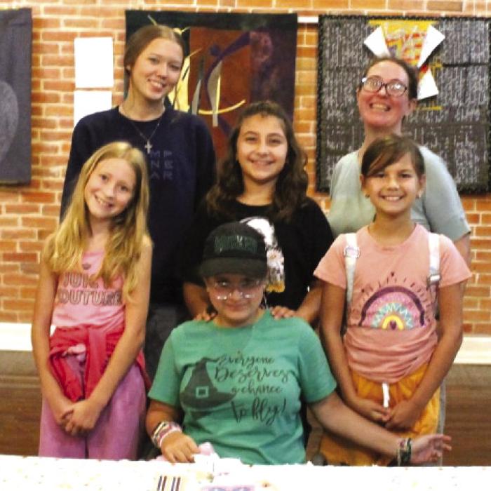 Texas Quilt Museum ARTS Kids Cross Stitch Camp from left: Nova Wennermark, Emma Koeth, Blair Tousek, Isabella Matula, Bailey Tousek, and Keri Gabrielle.