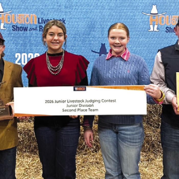 Reserve Champion Team: Tate Fritsch, Adalyn Carrales, Kaisley Janecka, and Abraham McBride.