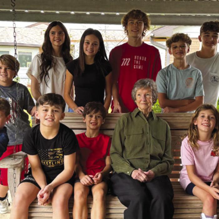 Nelda Lamb with grandchildren.
