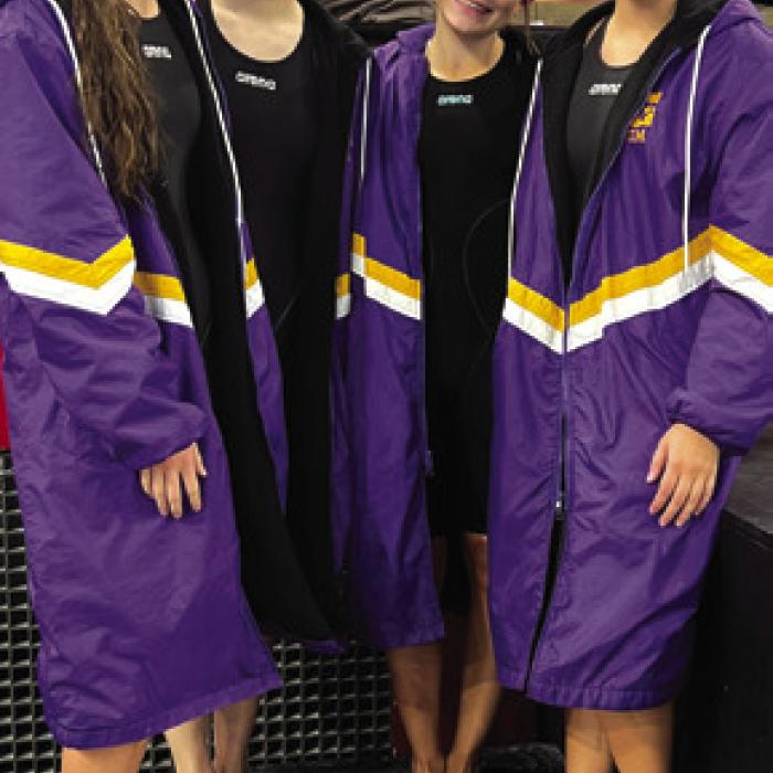 The La Grange Girl 200 Medley Relay placed third (left to right, Eleanor Carey, Hope Michalke, Adysen Janacek and Celeine Fabre). Photo by Katy Michalke