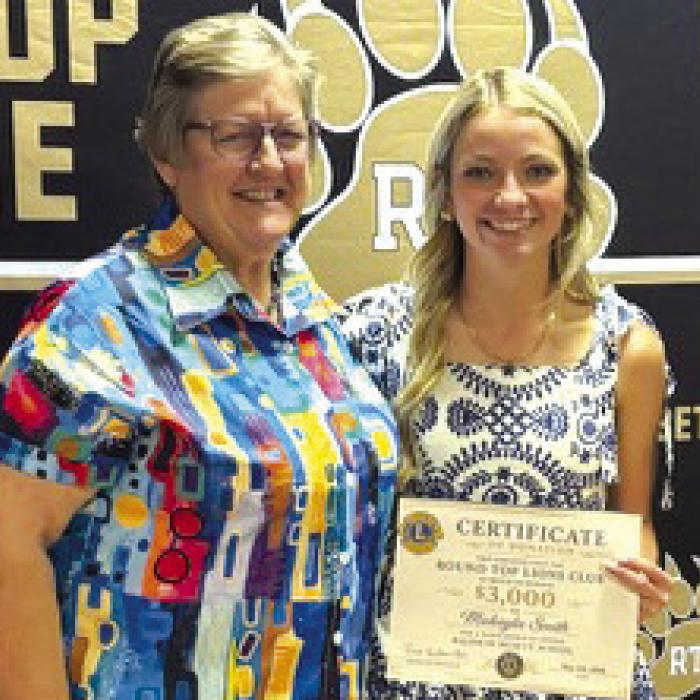 Lions Club Member Susan Weyand with Scholarship recipient, Makayla Smith.