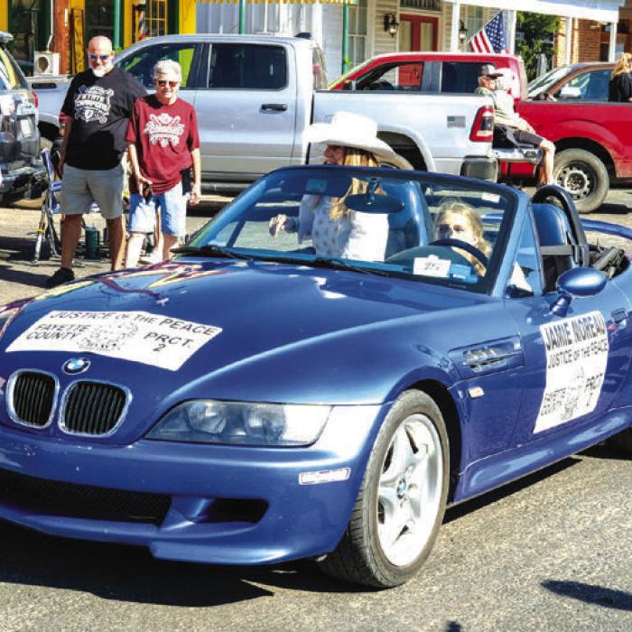 The first place hometown entry went to Pct. 2 Justice of the Peace Jamie Moreau riding in a BMW Roadster.