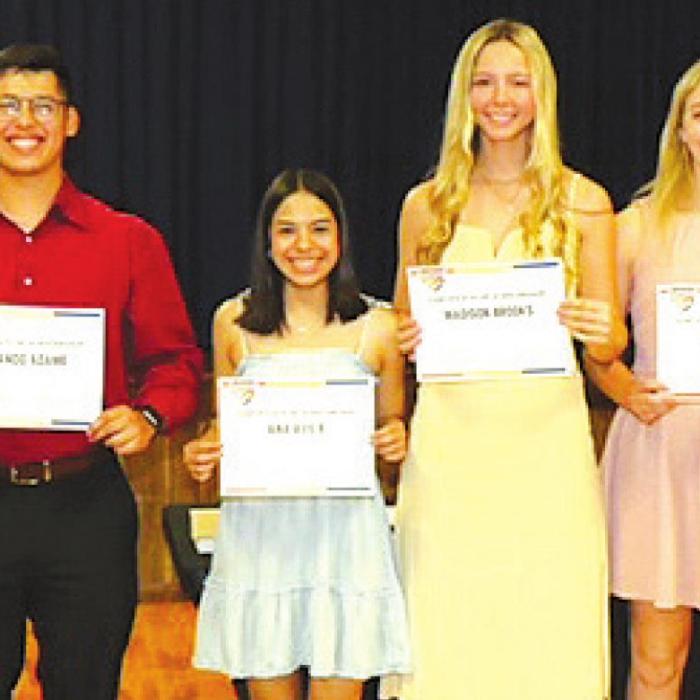 Pictured above are the winners from Schulenburg High School: (from left) Lizbeth Avila, 2017 Schulenburg Graduate and Stanzel Alumni; Orlando Adame, Ana Avila, Madison Brooks, Kloe Kutac and Melanie Ramirez, Program Director.