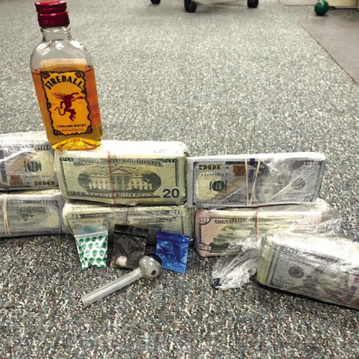 Drugs and money seized during the traffic stop.