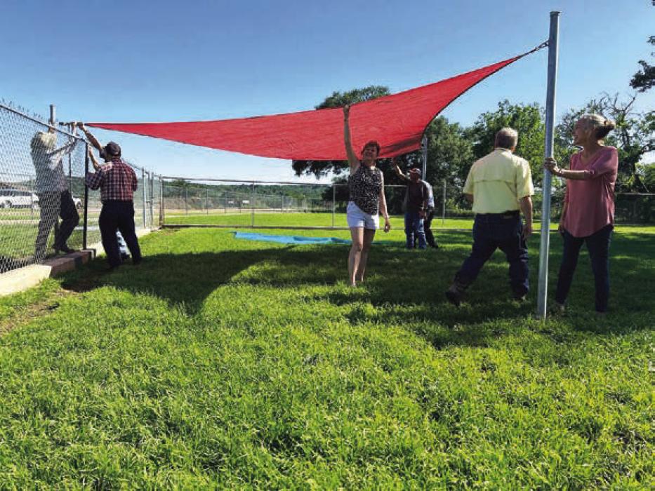 Noon Lions Put Up Shade Structures at Animal Shelter
