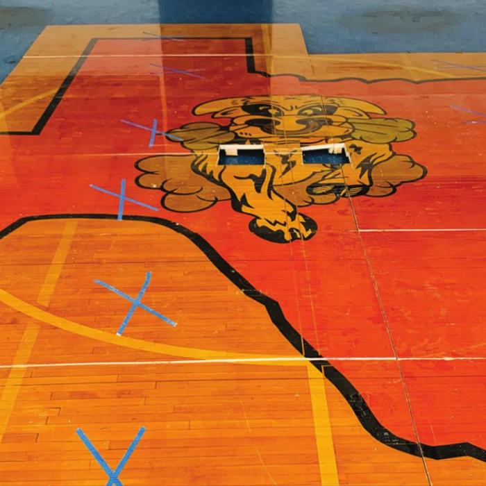 Sections of the wood floor from the Schulenburg Shorthorn Gym.