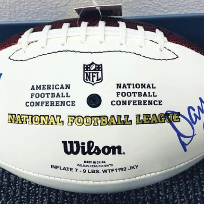 A ball signed by Houston Oilers quarterback Dan Pastorini.