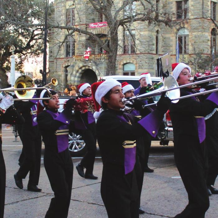 The members of the La Grange High School Band march during the Schmeckenfest parade Thursday. Photo by Jeff Wick