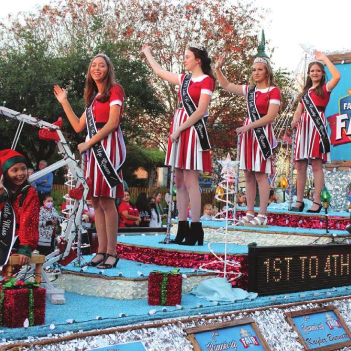 The Fayette County Fair Queen’s Royalty Court float, part of the parade that began the night’s festivities.