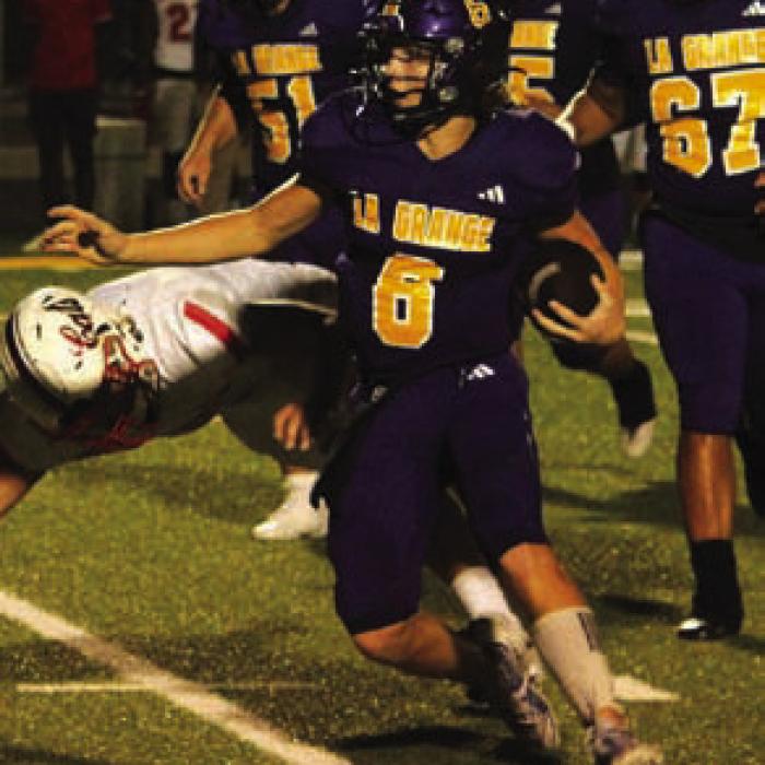 La Grange QB Clayton Cooper ran for two touchdowns and threw for three more in the win over Splendora.