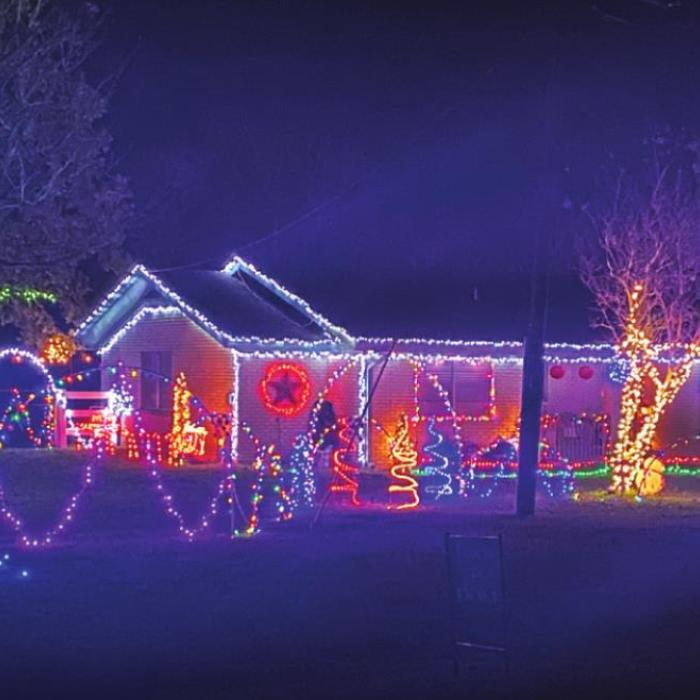 The Fayetteville Christmas Decorations winning home, the Cartwrights, at 780 N. FM 1291.