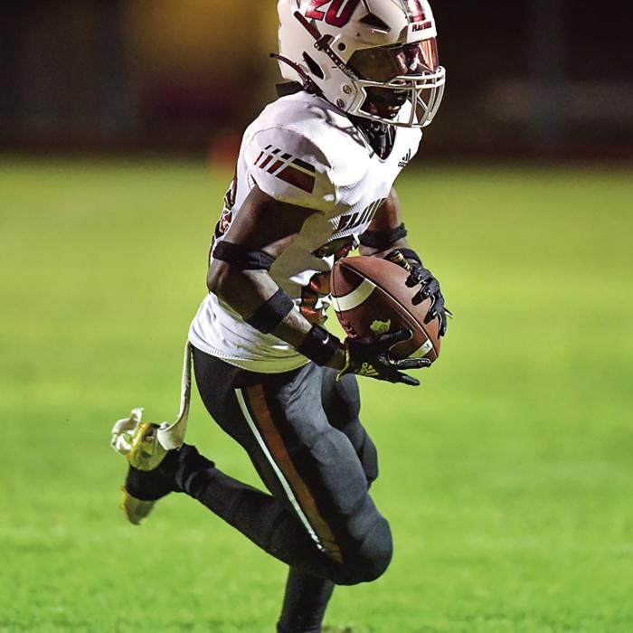 Keyshaun Green scores for the Flatonia Bulldogs in Friday night’s shut out over Shiner St. Paul.