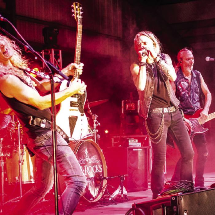 The 80s rock cover band LC Rocks got the party started Friday night at the Festival. Photo by Andy Behlen