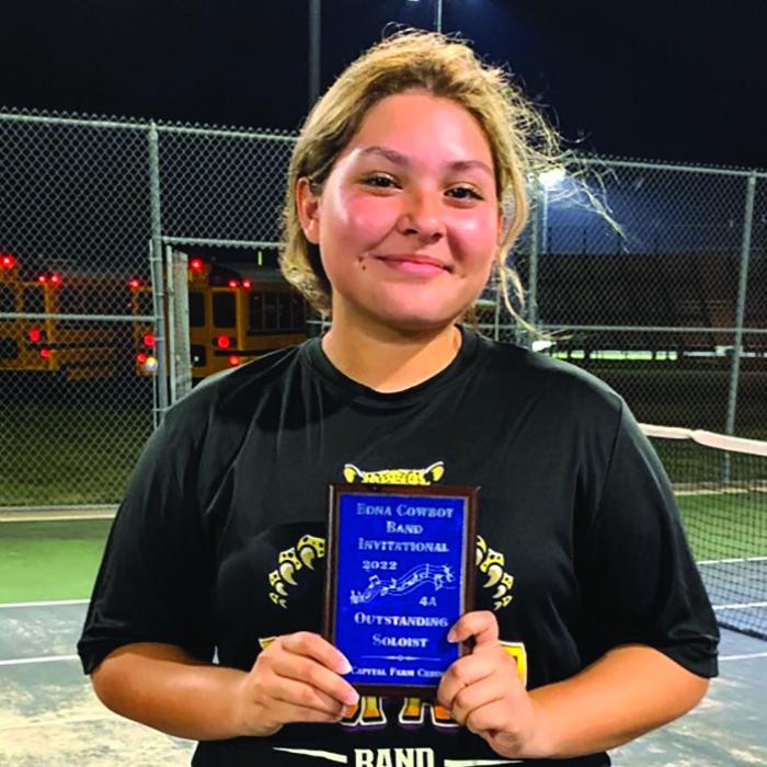 Hailee Martinez, flute, was named outstanding soloist at the Edna Marching Invitational.