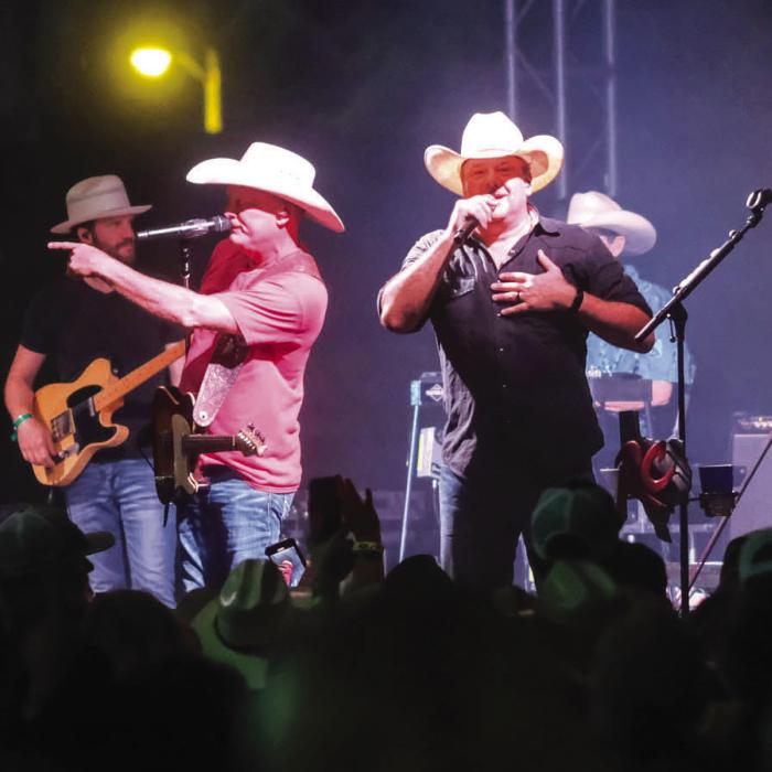 Kevin Fowler and Roger Creager performing as “Dos Borrachos” drew one of the largest Saturday night crowds the Festival has ever seen. Photos by Andy Behlen