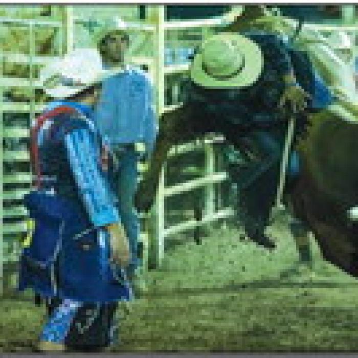 Rodeo bull riding action from Friday night.