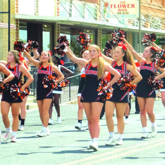 Schulenburg cheerleaders in the Festival Parade on Sunday.