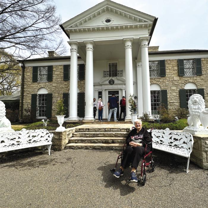 Cynthia Meyer, one of our most precious members and an avid Elvis fan, recently had the adventure of her life. Tory Farley, the Program Director for Arts For Rural Texas took her to Graceland to fulfil a dream of hers.