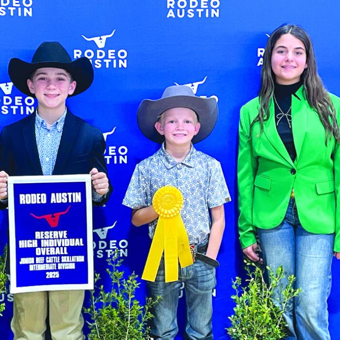 Pictured from left: Crockett Guenther, Joe Carrales, and Adalyn Carrales.