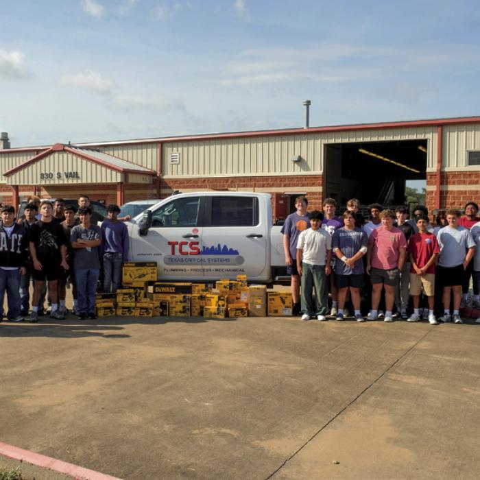 Texas Critical Systems of Bastrop and Dewalt Tools donated $6,000-worth of tools to the La Grange High School Ag and Welding Shop last Wednesday. Photo by Andy Behlen