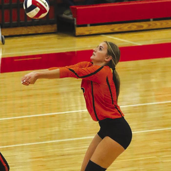 Schulenburg’s Miranda Bonner passes a ball in Friday’s match at Columbus. Photo by Audrey Kristynik