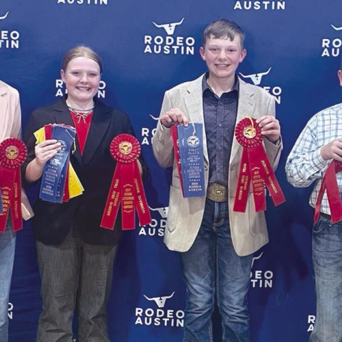 Reserve Champion Junior Team: Tatum Fritsch, Kaisley Janecka, Holden Holub, and Abraham McBride.