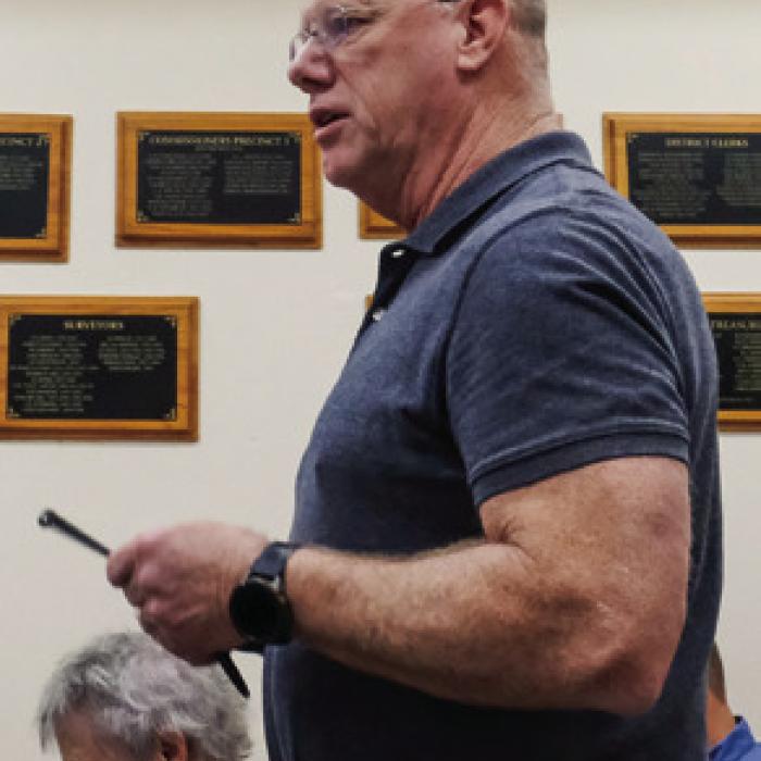 Fayette County Groundwater Conservation District Manager David Van Dresar spoke to the Commissioners Court last Thursday about data centers and their impact on groundwater resources. Photo by Andy Behlen