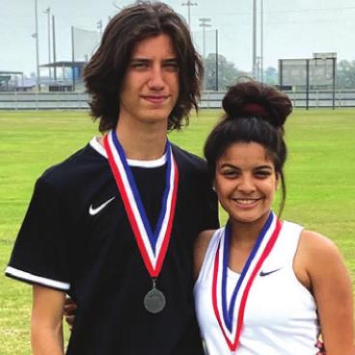 Kael Baumgarten and Natalie Nieto were second in varsity mixed doubles.