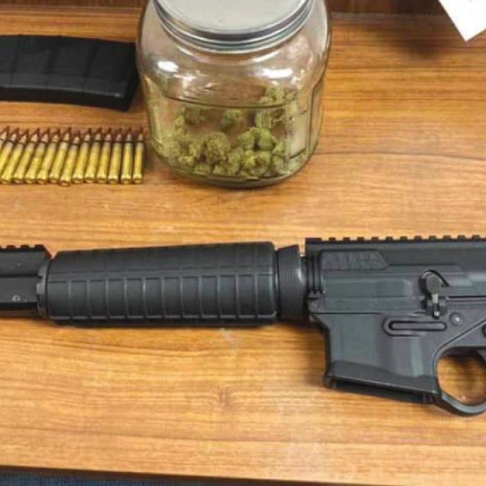 This AR-style riffle was located in the vehicle and reported stolen out of San Antonio. Marijuana was also located inside the vehicle.
