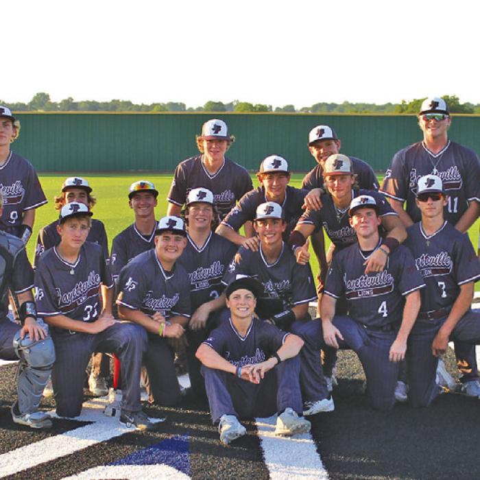 The Fayetteville baseball players pose after Wednesday’s playoff win in Navasota. Photos by Jeff Wick