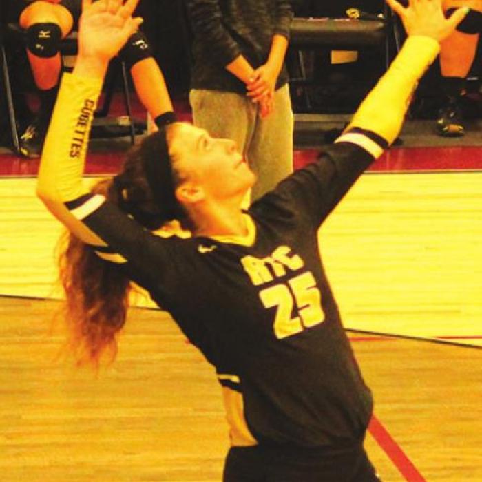 RT-C’s Brooke Schobel serves the ball last week in Fayetteville. Photo by Jeff Wick