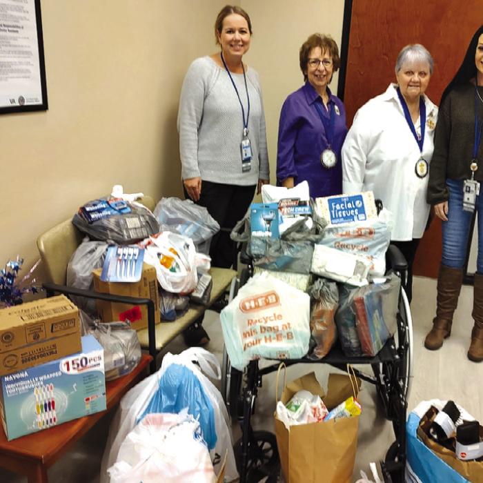 The Catholic Daughters of the Americas, Court Fr. Chromcik No. 1440 sponsors a drive to collect VA comfort items each year donated by the parishes of St. John the Baptist in Fayetteville and St. Mary in Ellinger. The regent, Donna Shula, and the financial secretary, Suzanne Mattair, are pictured with Brittney and LeeAnne from the VA clinic in LaGrange as they delivered these items. Pictured from left: LeeAnne, Suzanne, Donna, and Brittney.