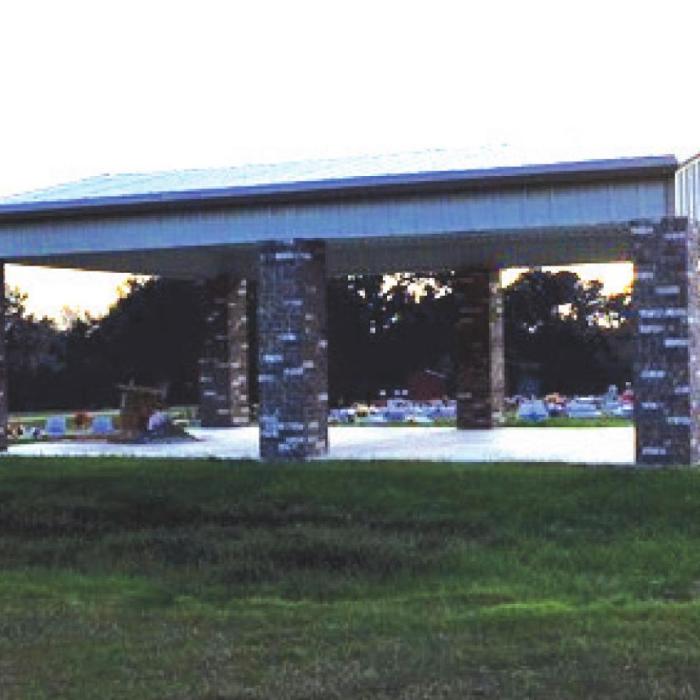 St. John’s Committal Shelter with recently bricked posts.