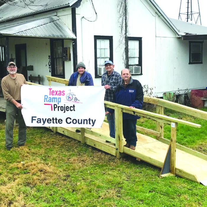 On Jan. 28, Fayette County Texas Ramp Project volunteers built this 22 ft. ramp on FM 2238 in Engle.