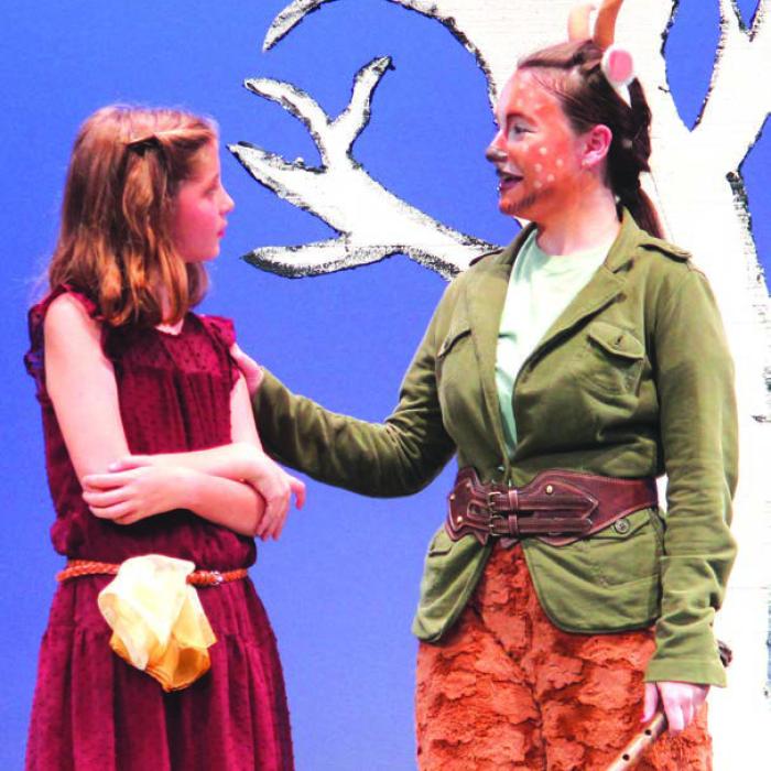 Remington Denham (Lucy) and Rachel Smith (Tumnus).