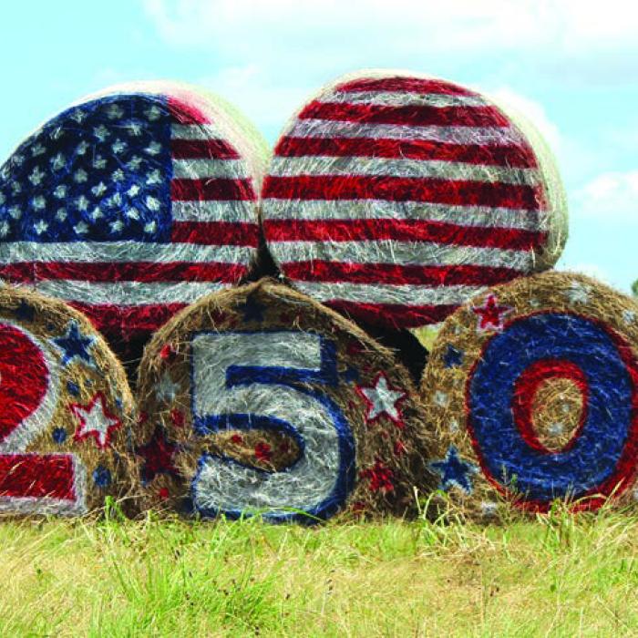 The Jersey Barnyard outside La Grange on Highway 159, often gets in the spirit for various holidays with decorated haybales at their entrance, but they really outdid themselves for July 4 with this set-up. Photo by Jeff Wick