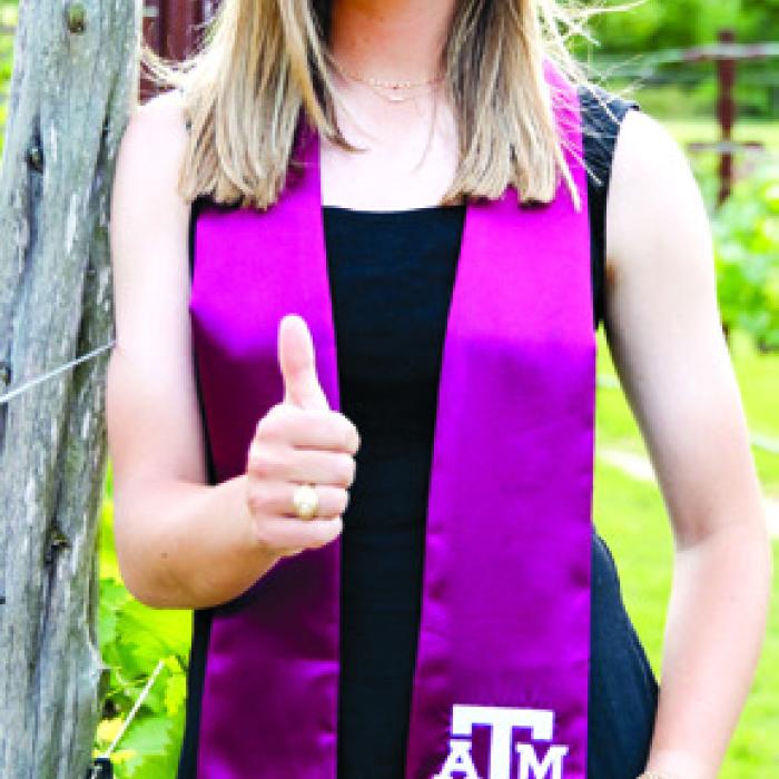 Sophie Becker, daughter of Gary and Diane Becker, graduated from Texas A&amp;M University in College Station on May 9 with a degree in Animal Science. She will continue working at Marsh Dog Kennels as the lead dog trainer.