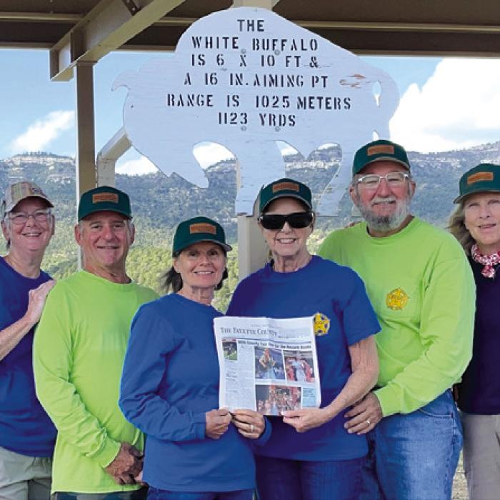 These four couples who are all members of the Fayette County Gun Club travelled to the NRA Whittington Center for their 3rd annual trip that started in 2023. The group has become wonderful friends and look forward to this adventure every year. The highlight of this year was shooting the White Buffalo (steel) at 1,123 yards. Pictured from left to right: Steven and Jackie Harker, David and Sandra Mohr, Sharon and Randy Haechten, Gay Herold and Dan Keierleber.