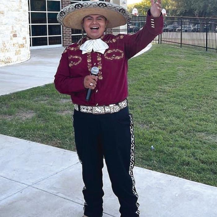 In celebration of Hispanic Heritage Month, La Grange Elementary School had Hispanic community members open doors for students Friday morning. Juan Carlos el Charro, pictured, a former La Grange student, also peformed music.