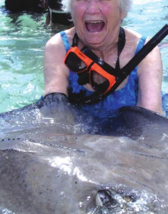 Martha has thrived on new and thrilling experiences such as getting up close and personal in the Cayman Islands with a tame stingray.