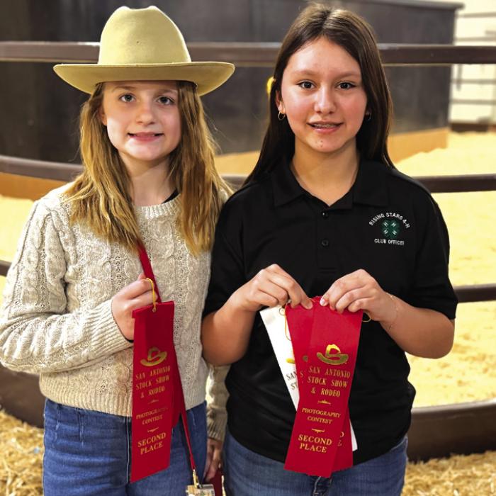 The San Antonio Stock Show held their annual photography contest this past Sunday. In the Junior Division, Maddison Moreau got second place in the motion category. In the Intermediate Division, Elyse McBroom got second place in the agriculture-livestock category, second place in the people category, and third place in the animals-wildlife category. This year there were 1,685 photos entered into the contest.