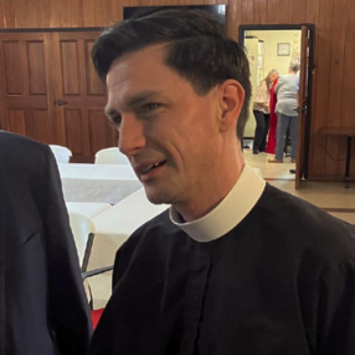 The Rev. Eric Hungerford, now rector at St. Paul’s Episcopal Church Chestnut Hill, Philadelphia, visits his former parish, St. James’ La Grange.