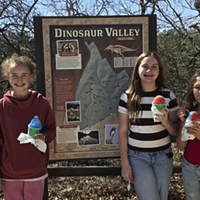 Girl Scout Troop 32077 of La Grange used cookie earnings to travel to the Waco area over spring break this year to enjoy the Safari Park Wildlife Center, Dinosaur Valley State Park, the Cameron Park Zoo, and the Dr. Pepper Museum.