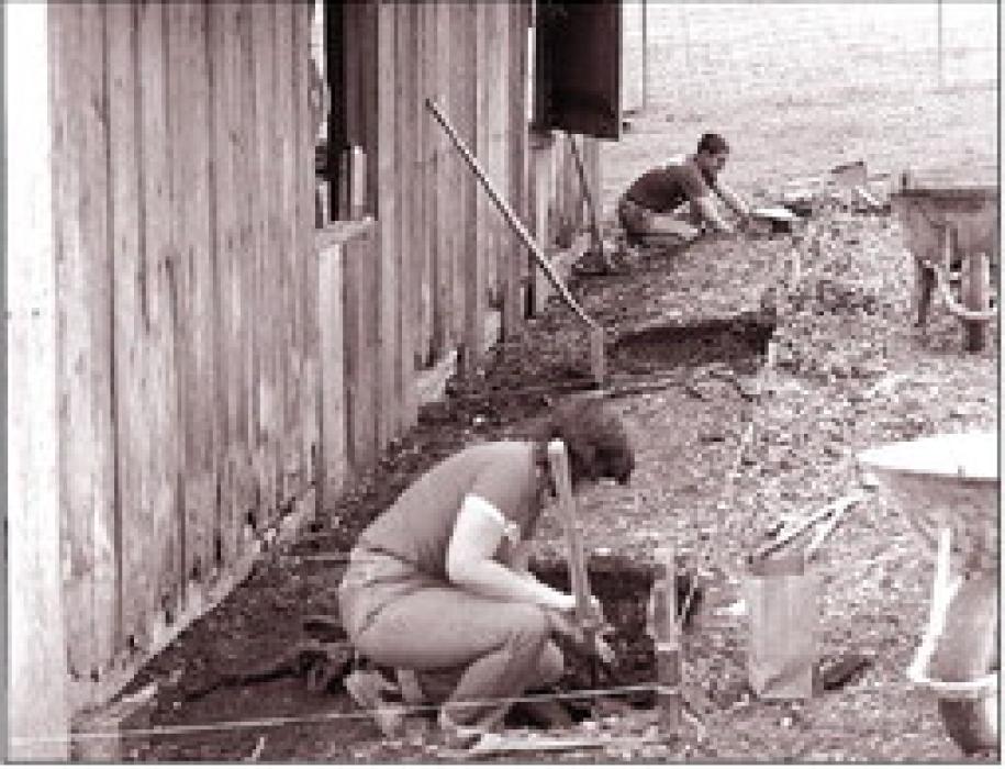 Historic photograph of excavations undergone at Kreische Brewery in the 1970s and 1980s.