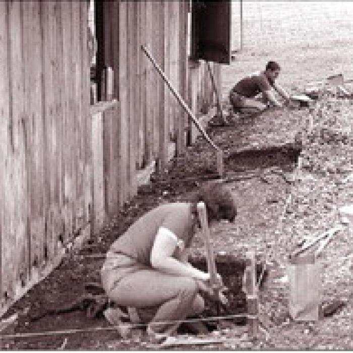 Historic photograph of excavations undergone at Kreische Brewery in the 1970s and 1980s.