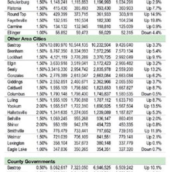 Most Area Entities See Small Sales Tax Gains